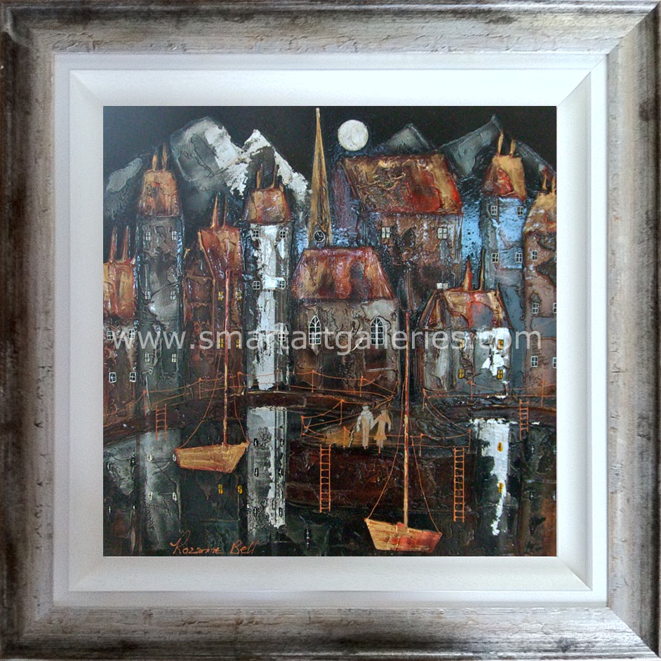 Rozanne Bell - Moonlit Harbour framedW
